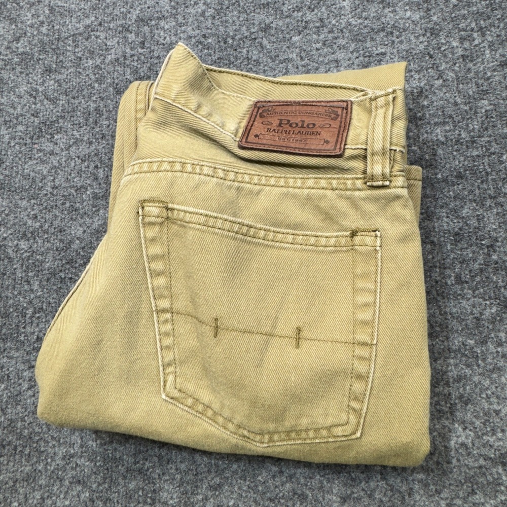 Polo Ralph Lauren Jeans Mens 30 Khaki Tan Cotton Straight Leg Dungarees Workwear